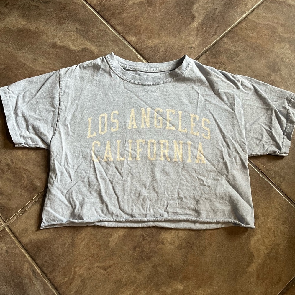 Light blue Los Angeles California cropped T-Shirt